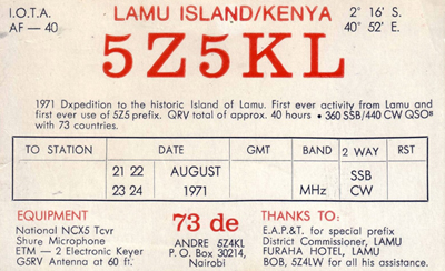 Wed 11th April 2012 – Radioactivating East Africa in the 1960s / 70s by Andre GM3VLB